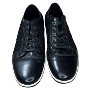 Zanzara Men's 10.5 Rory Sneaker Black Cap Toe Leather Canvas Casual Shoe Lace Up